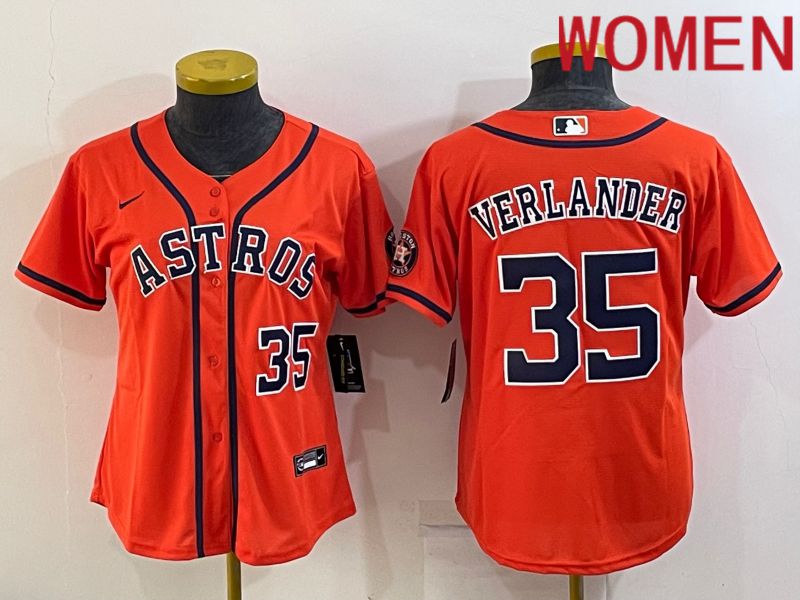 Women Houston Astros 35 Verlander Orange Game Nike 2022 MLB Jersey